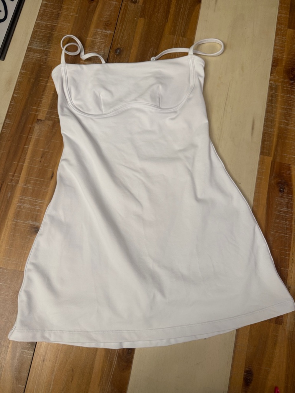 ALO Yoga White Mini Dress with Spaghetti Straps